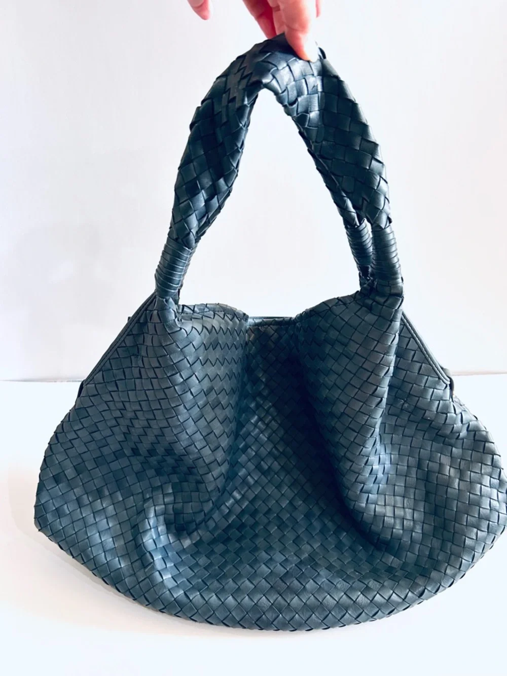 Christopher Kon Woven Leather Hobo Shoulder Bag in Blue